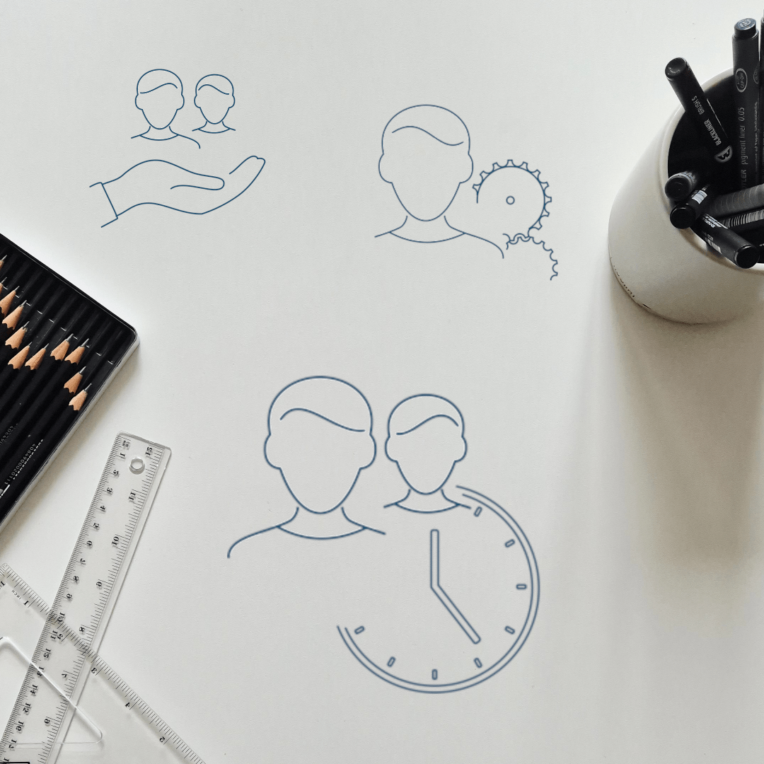 Icons für den Personalbereich, passend zum vorhandenen Corporate Branding,  minimalistisch-ästhetischer Stil von Silja Wolff, Grafikdesignerin