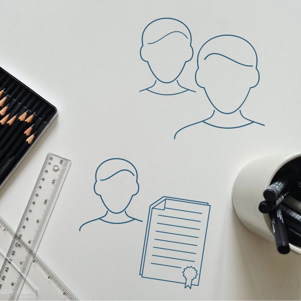 Icons für den Bereich Ausbildung, passend zum vorhandenen Corporate Branding,  minimalistisch-ästhetischer Stil von Silja Wolff, Grafikdesignerin