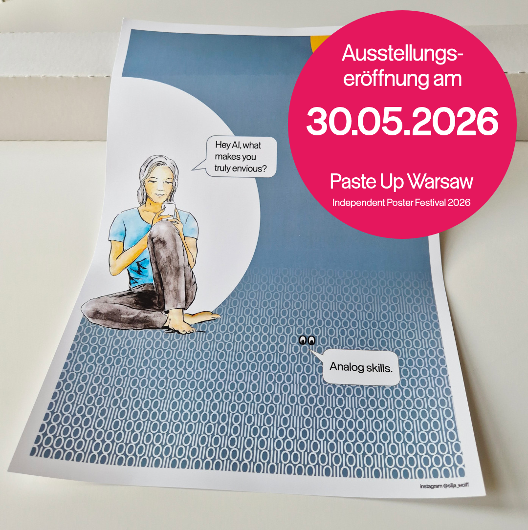 Poster für das Paste Up Festival in Warschau 2026 von Silja Wolff, Grafikdesigerin und Plakatkünstlerin