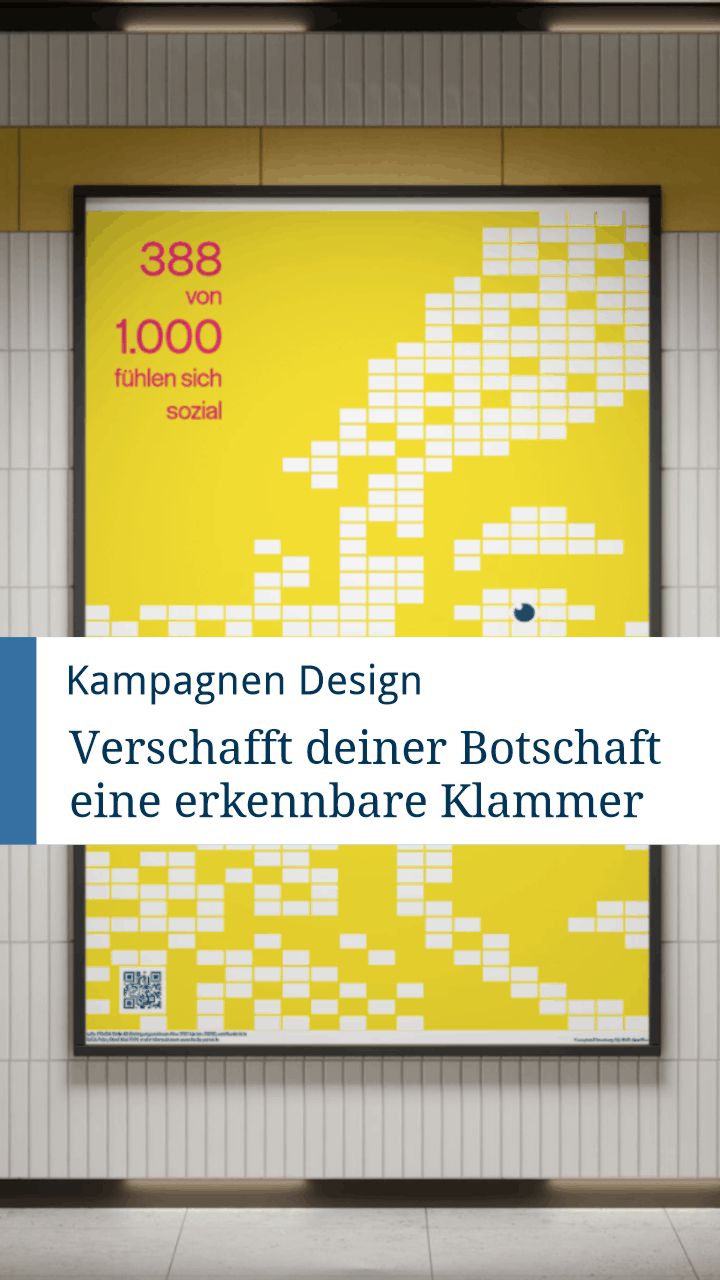 Kampagnen Design von Silja Wolff, Grafikdesignerin, Data-Art-Plakat in U-Bahn-Station hängend, Motiv aus der gesellschaftskritischen Kampagne über soziale Einsamkeit, Digitaldruck, 2026